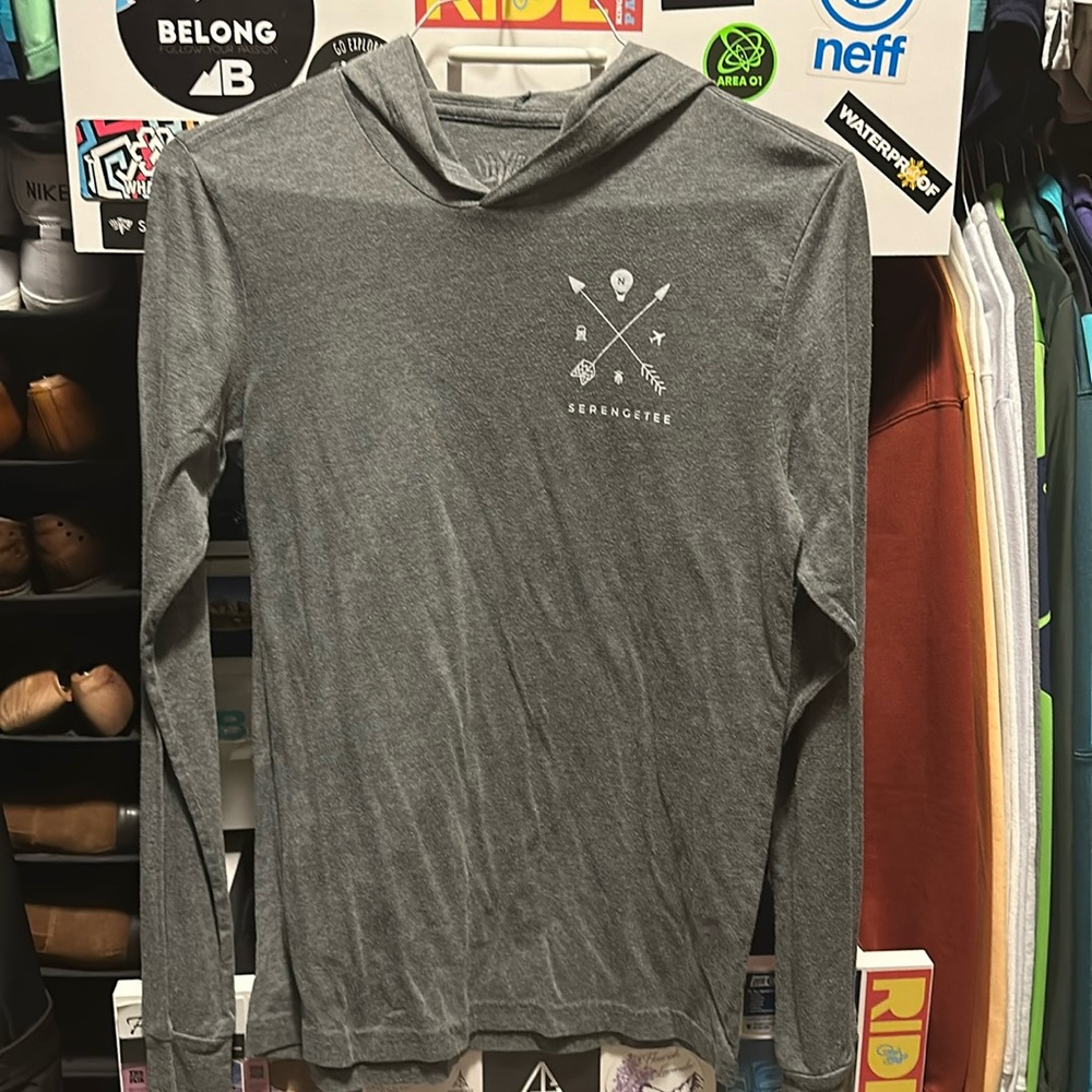 Serengetee Men’s Lightweight Long Sleeve Hoodie | Grey | Small